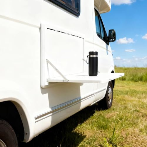 QSPNVFB Wohnmobiltische Wandklapptisch Unsichtbarer Hängetisch, Schwimmend Kleiner Esstische Kunststoff Picknicktisch Für Wohnmobile Camping Außenbereich(White)