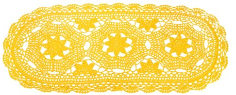QUARKZMAN Häkeldeckchen 55 x 25 cm Ovale Spitzendeckchen Zitronengelb | Handgefertigte Häkeltischdecken, Baumwolluntersetzer, 3-Blumen-Muster, Für Hochzeitsfeier Deko