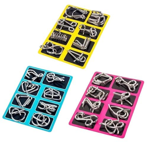 BLPRKOT 24 Stücks Knobelspiele Metall, 3D Brainteaser Metall Puzzle,Knobelspiele Kit Denksportaufgaben, Puzzle Metallpuzzle Geschenke für Kinder Teenager & Erwachsene, knobelspiele für kinder ab 10