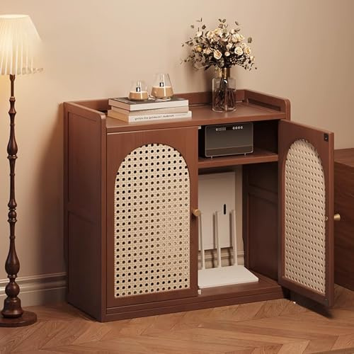 Freestanding Cable Management Cabinet with Power Strip Organizer for WiFi Router and Modem Storage