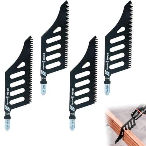 4 Pcs 112 mm T-Shank Carbon Steel Flush-Cutting Jigsaw Blades | Coarse-Tooth Jig Saw Accessories For Compatible Woodworking Tools