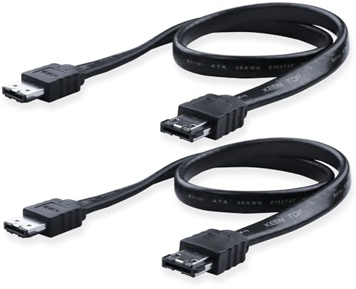 ELFJMZP eSATA-kabel, 6 Gbit/s SATA III uttag/hona, avskärmad, låsning, hot-plug, för HDD/SSD/hölje/opt. Drive 100 cm (2-pack)