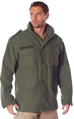 Rothco Vintage Field Jacket - All-Season Outdoor Weather Protection Classic Style Coat, Olive Drab, L