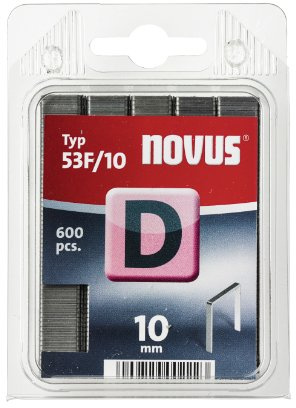 Novus D 53 F agrafes en fil plat d’une longueur de 10 mm, emballage transparent avec 600 agrafes du type 53 F/10, idéale pour la fixation des films, des etiquettes, du papier et du carton
