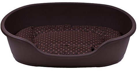 adena Hundekorb 71 x 48 cm braun + Kissen Tupfen braun