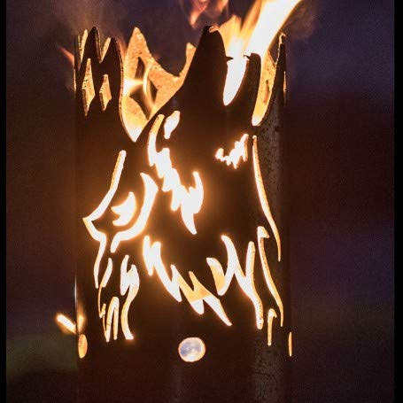 Wolf heulend Fackel - Set mit Stiel und Brennmitteln