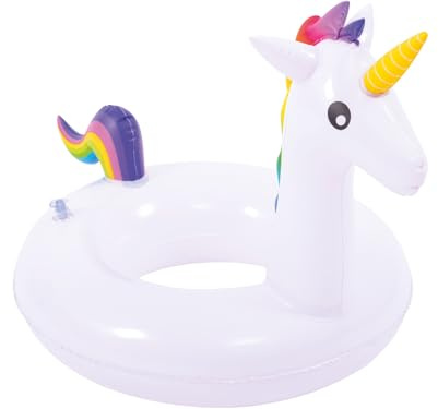 Jilong Ring Salvagente Gonfiabile Unicorno, Colore Bianco (Blanc Et Arc En Ciel), 55 cm, 37434