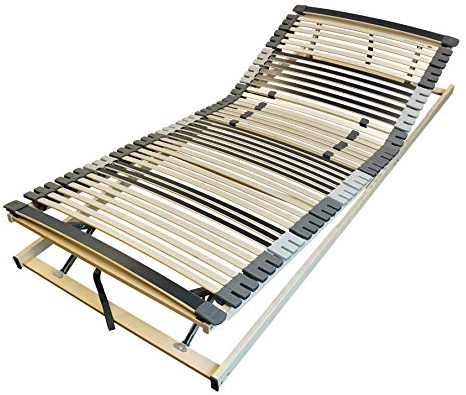 AM Qualitätsmatratzen 7 Zonen Lattenrost 90x200 verstellbar mit 44 Federleisten - Made in Germany - Verstellbarer Lattenrost 90x200 - Kopf und Fußteil - Holmabsenkung für Schulter und Becken