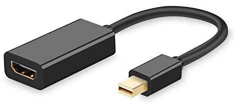 Gshy Mini DP vers HDMI Adaptateur Câble Full HD 1080P Connecteur MiniDP pour Prise HDMI Fait pour Apple Macbook Cartes Graphiques de PC Laptop Support TV 4K Résolution (Noir)