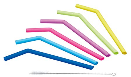 KitchenCraft Cannucce Colorate in Silicone Riutilizzabili con Scovolino