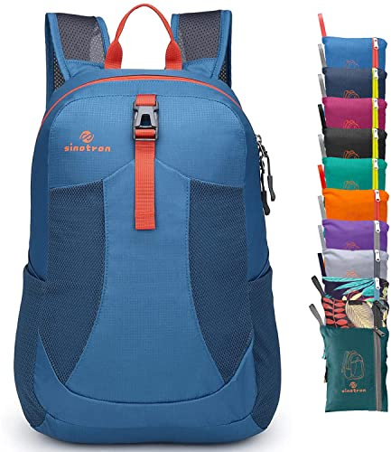 sinotron Lightweight Packable Backpack,Small Foldable Hiking Backpack Day Pack for Travel Camping Outdoor Vacation (Blue)