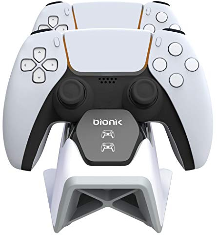 Bionik BNK-9067 PS5 Power Stand - Dual Controller Dock Charge Stand (White)