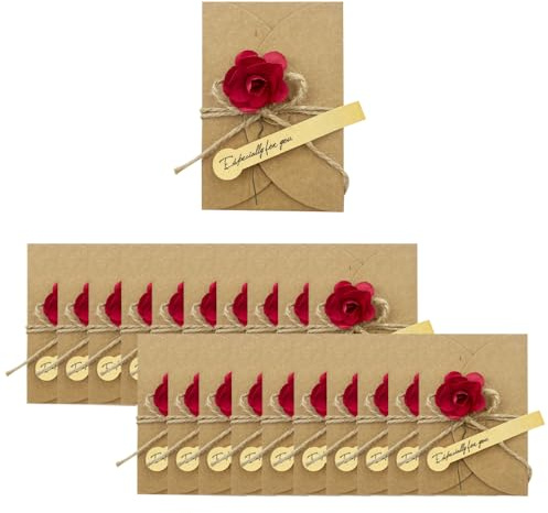 CZAKOMIXZ 30 Stuks Zonnebloem Vintage Kraftpapier Bruiloft Enveloppen,Diy Wenskaart,Dankeskarten,Cadeaukaarten Met Touw Voor,Kerstkaart,Verjaardagen,Bruiloften,Vrienden,Familie,Geluksgeschenken Unisex