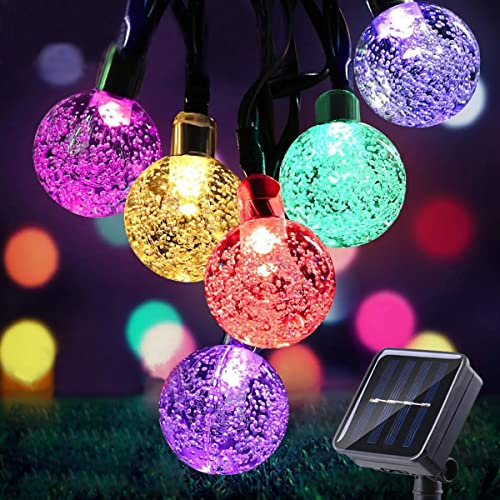 Anmossi Solarlampen für Außen, Solar Lichterkette Aussen,11M 60 LEDs Lichterkette,Bunt,8 Modi,Wasserdicht Außen Kugeln Lichterkette für Balkon,Garten,Bäume,Hochzeiten,Partys,Terrasse