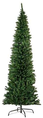 Christmas Tree World | 8ft Artificial Unlit Green Italian Pencilimo | Natural and Realistic Look with Bushy and Luxury Quality PVC Tips | Easy to Assemble and Take Down | 82cm Diameter