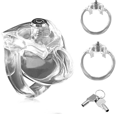 Upgrade Cage De Chasteté Pour hommes Avec Serrure à Une Touche Et 2 Tailles Anneaux De Pénis,Ceinture De Chasteté Pour Hommes Cock Cage,Jouets Sexuels Pour Les Couples (XXS,Ø:40mm+45mm)