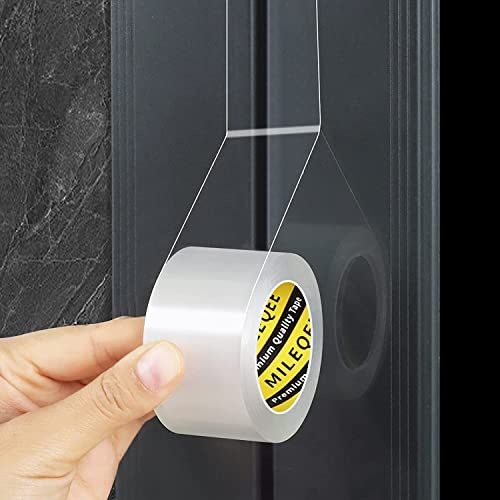 MILEQEE Selbstklebendes Wasserdichtes Dichtungsband, 35mm x 3m, 0,5mm Dick | Transparentes Sturmschutz-Dichtungsband für Fenster & Türen, Rückstandsloses & Wasserdichtes Klebeband für Küche & Bad