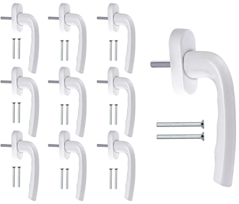 Stahlia Fenstergriffe Weiß (10 Stück) Premium Aluminium Balkontürgriff außen Terrassentür Griff Fensterbeschläge Rasterolive Fenster Ersatzteile