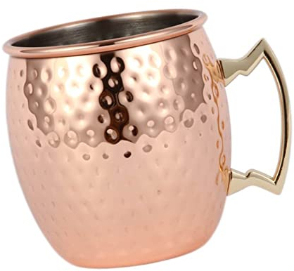 HERCHR Moscow Mule Mug Hammered Stainless Steel Moscow Mule Mug Stainless Steel 550ml 19Oz Lining Plating Hammered Cup Cocktail Drink Cup with Handle for Cocktail Beer Cold Drinks Home Bar Party