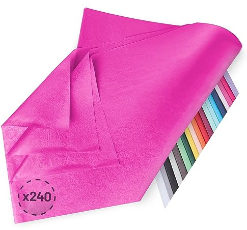Verpackungswelt Seidenpapier 240 Blätter | 76x50 cm | Buntes Transparentpapier ideal als Verpackungsmaterial & Geschenkpapier | Papier zum Basteln | Schöne Dekoration | Bastelpapier in Pink