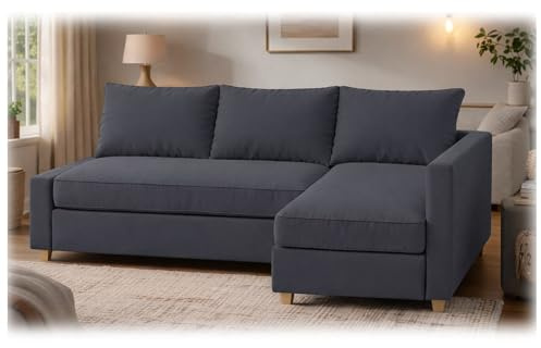 Durevole fodera di ricambio per divano Friheten, compatibile con la fodera componibile angolare per divano letto IKEA Friheten. Solo copridivano! (Poliestere Grigio scuro Sinistra più lungo)