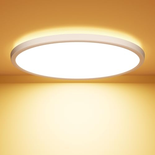 OUILA Plafonnier LED, Ø22CM 18W Plafonier Lampe Etanche 3000K Moderne Rond Luminaire Plafonier 1600LM Plafonnier LED Salon, Chambre, Cuisine, Balcon, Couloir, Salle de Bain