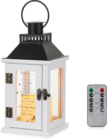 Staymoment Regali di condoglianze per la perdita della persona cara: lanterna commemorativa bianca con candela LED, regalo funebre lutto ricordo per la perdita di madre, padre, marito, figlia,