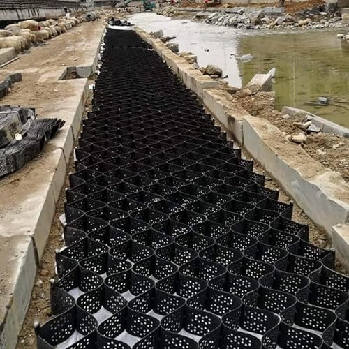 RTOWERM Stabilisateur Gravier Grille de sol Geocell de 2 pouces, grille de gravier de sol HDPE Geogrid, allée de géogrille, système de pavé perméable Grille de stabilisation du sol Pavés perméables Ge