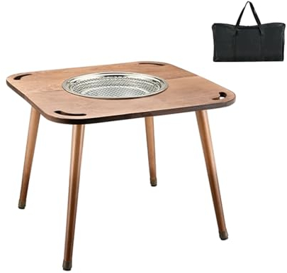Tavolo per braciere da esterno, barbecue quadrato da giardino con coperchio, braciere a legna per falò per patio esterno, include griglia di cottura, griglia per legna e attizzatoio (colore: Style5)