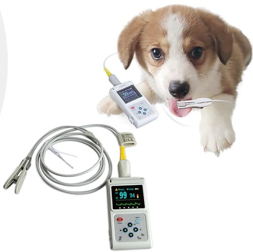 oiakus Oxímetro De Pulso Vet SPO2, Oxímetro De Pulso Veterinario De Mano, Recargable, Monitoreo Preciso De La Salud De Las Mascotas, Sensor De Oído/Lengua para Hospitales Familiares Y De Mascotas