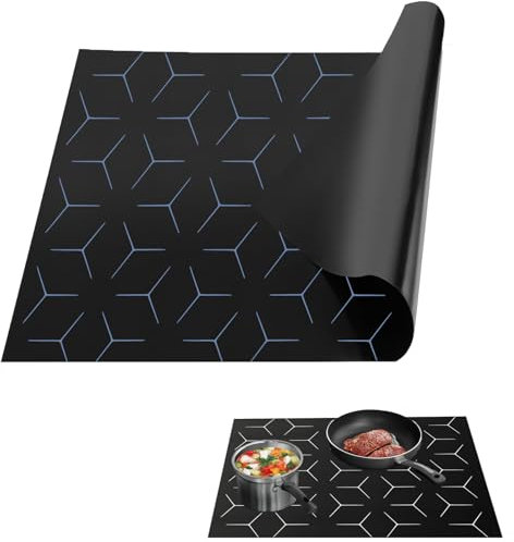 Herdabdeckplatte Schutzmatte ，62x53cm Glasfaser wiederverwendbare abdeckung Herdabdeckung matte,für Induktion Kann beheizt werden Glaskeramik-Kochfeldabdeckung