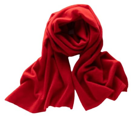 Kaschmir-Schal, gestrickt, warm, lang, für Damen, einfarbig, Schal, rot, One size