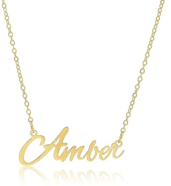 Zotair Name Necklaces, Tarnish-Free Stainless Steel (Amber (Gold))