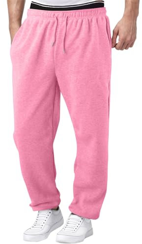 SRZYMJ Hosen Herren Sommer Chino Freizeithose Sommer Leicht Graue Jogginghose Baggy Outdoorhose Langgröße Cargohose Chino Hose Stoffhose Trainingshose Sporthose Lang Trekkinghose Rosa XXL