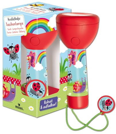 moses. Lanterne à ramper compacte et robuste avec dragonne, lampe torche rechargeable pour aventures en plein air, cadeau pour enfants à partir de 4 ans