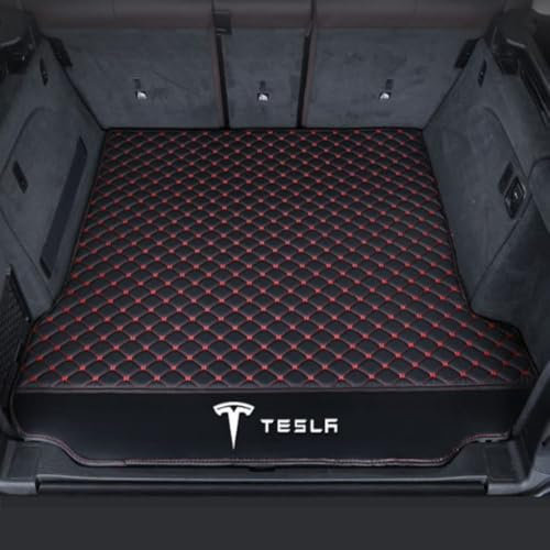ZGCYK Auto Kofferraummatten Kofferraumwanne für Tesla Model 3 Highland 2024 2025 (Without Storage Boxes on Both Sides) Kofferraum Schutzmatte Trunk Mat Innenraum Zubehör,Bottom-BlackRed