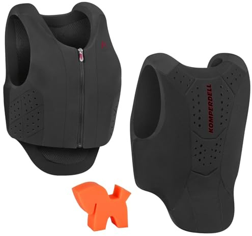 RL24 - Sicherheitsweste Safety Vest Ultra Fit von Komperdell – Rückenprotektor mit Frontzip – Unisex Protektorenweste in Schwarz – ergonomische Schutzweste inkl. Putzschwamm – Größe L