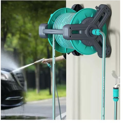 Chariot de tuyau d'eau extérieur, chariot portable pour tuyau d'eau, chariot de nettoyage pour animal domestique (15 m)