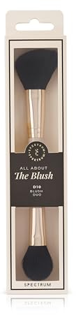 Spectrum The Blush & Blend Dual-Ended Brush | Fluffy & Angled for Cream & Powder | Chic Handle & Gold Ferrule | Vegan & Cruelty-Free | Flawless Cheeks & Professional Finish