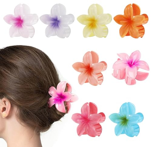 Clips de Garras de Flores,8 Pcs Pinza Pelo Flor Clips de Pelo de Flor Colores Pinzas Garra de Flores de Plumeria Grande Hebillas de Pelo de ideales para Niñas y Mujeres