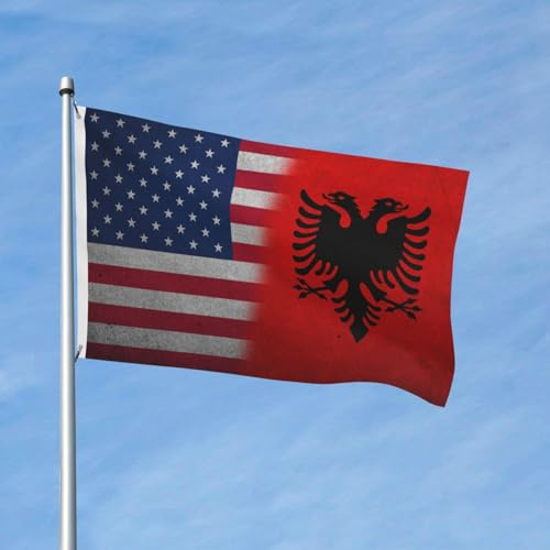 Bandiera Albania Retro America 3x5 piedi Banner in poliestere stagionale bifacciale da giardino per esterni, casa, cortile, festival, decorazioni