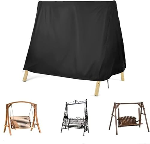 JTBDWOSK Hollywoodschaukel Abdeckung Strandkorb Schutzhülle Winterfest: for Gartenmöbelschutz UV Schutz Universal Triangular Schutzhülle Wasserfest Abdeckung,Schwarz