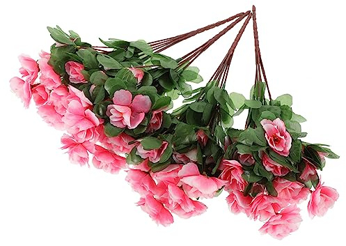 HOOTNEE 4 pièces Lot de Fleurs Artificielles de Rhododendron Soie Décorations Élégantes pour Intérieur et Extérieur pour Salons Chambres et Événements Spéciaux