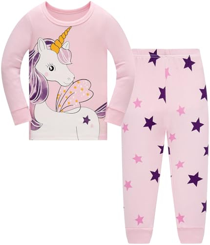 Pigiama Ragazza Unicorno Cotone Lungo 2 Pezzi Biancheria da Notte per Bambina 1-12 Anni
