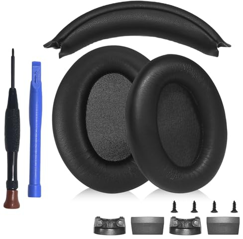Aiivioll Replacement Ear Pads & Headband for Sony WH-1000XM3 Black | Soft protein leather ear pads with memory foam, plush padded headband for pressure relief, restores original comfort
