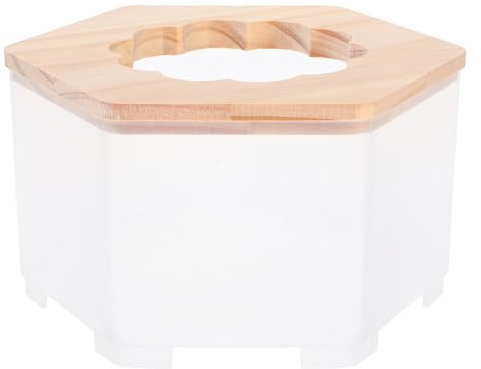 WEKADRIN Large Hamster Sand Bath Bowl with Wooden Lid Multi-functional Hamster Dust Bath and Toilet for Gerbil and Small Rodents for Digging and Cleaning