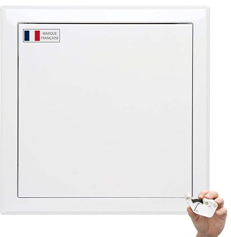 Sportello e Pannello d’Ispezione 400x400 mm in Acciaio Bianco,Sistema di Chiusura con Blocco di Sicurezza,per Soffitto e Parete,Apertura Laterale Sinistra/Destra,Accesso al Contatore Acqua,Bagno,Tubi