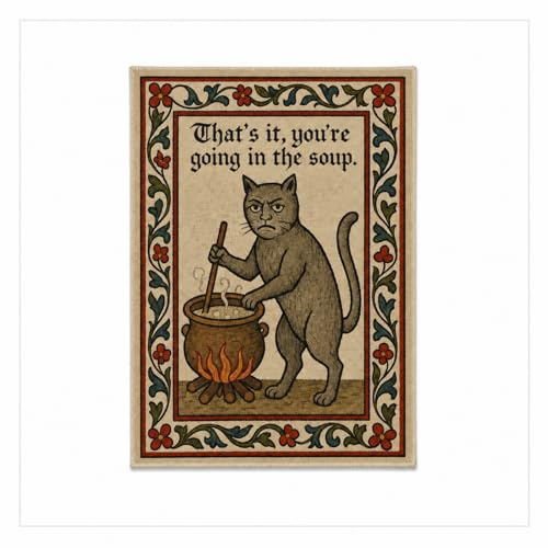 exylosluxek Wandbehang Wandteppiche Kätzchen, Mittelalterlicher Handgewebter Wall Tapestry für Heimdekoration