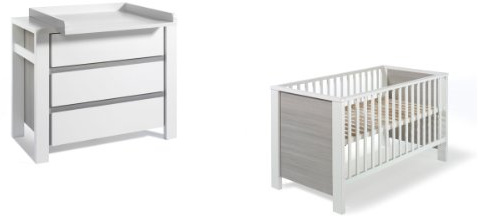Schardt Sparset Milano Pinie bestehend aus Kombi-Kinderbett 70x140 cm (inklusive Umbauseiten) und Wickelkommode mit Wickelaufsatz