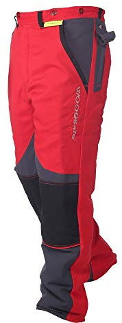 WOODSafe Schnittschutzhose Klasse 2, Forsthose, kwf-geprüft, Bundhose rot/grau, Herren - Waldarbeiterhose mit Schnittschutz Form A, leichtes Gewicht (58)